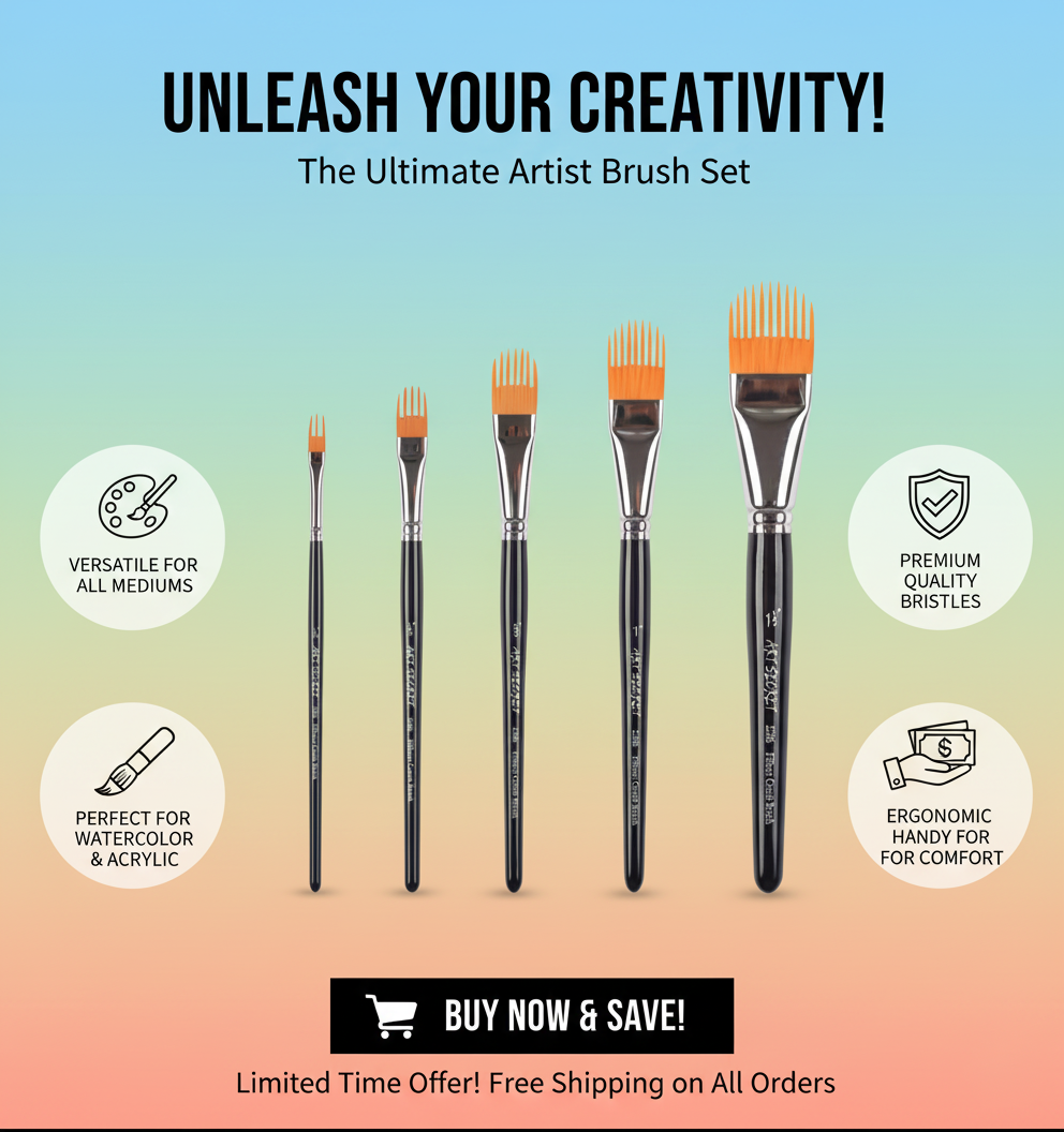 1-5pcs Watercolor Acrylic Paint Brush Synthetic Bristles